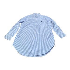 Ralph Lauren Button Down Shirt Blue Stripe Long Sleeve Classic Men 17 1/2 32/33